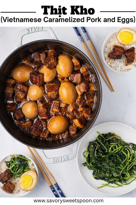 Pork And Eggs Vietnamese, Vietnamese Pork Belly And Eggs, Caramelized Pork Vietnamese, Instant Pot Thit Kho, Vietnamese Thit Kho, Vietnamese Home Cooking, Thit Kho Recipe Instant Pot, Carmelized Pork Belly And Eggs, Thit Kho Trung