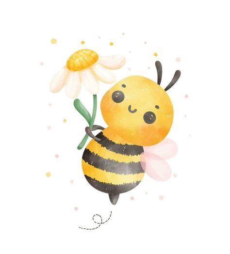 Watercolor Cartoon, Honey Bee Baby Shower, Classy Tattoos, Bee Baby Shower, Flower Watercolor, Cityscape Photos, Logo Banners, Baby Bee, Hand Painting