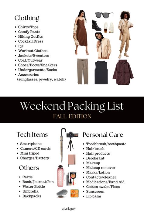 Pack With Me Overnight, Packing List For Rainy Weather, Packing List For A 4 Day Trip, Over Night Bag Packing List, Two Night Trip Packing List, What To Pack For One Night Trips, Weekend Bag Packing List, What To Pack For A Weekend Trip, Weekend Travel Packing