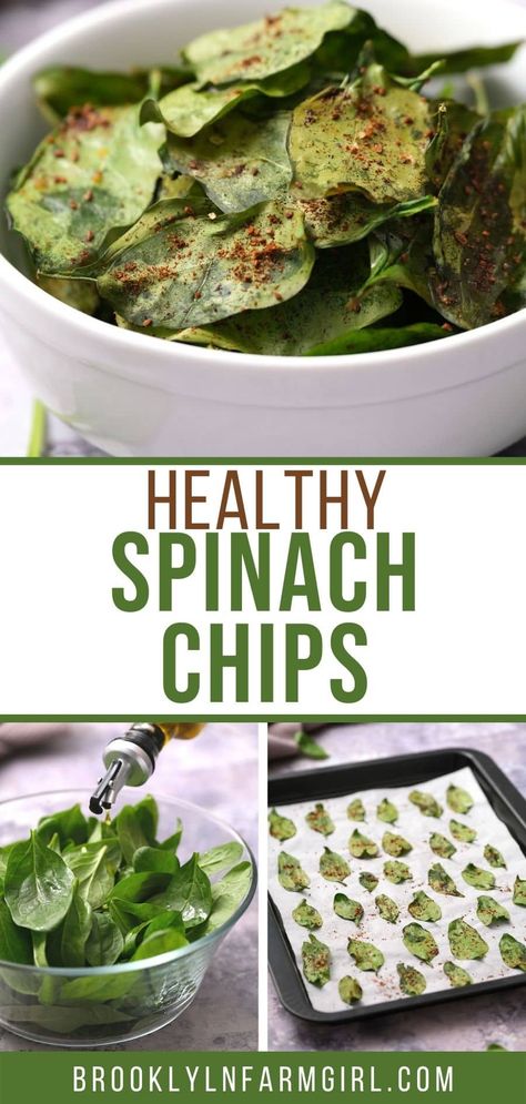 Healthy Baked Spinach Chips recipe is easy to make, ready in 10 minutes! Spinach is filled with nutritional benefits so these are a healthy alternative to potato chips. If you love kale chips you're going to love spinach chips! Spinach Chips, Chips Homemade, French Diet, Sunday Cooking, Fruit Chips, Baked Spinach, Kale Chip Recipes, Simple Snacks, Healthy Chips