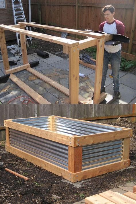 Diy Raised Garden Boxes, Diy Raised Beds Garden, Diy Garden Planters Raised Beds, Outdoor Garden Planter Boxes, Diy Tall Raised Garden Bed, Raised Box Garden, Raised Garden Bed Ideas Cheap, Raised Garden Beds Pallets, Large Garden Boxes Raised