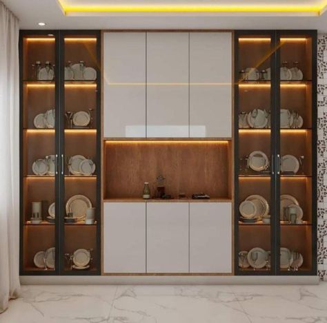 Crockery Unit Design Dining Rooms, Crockery Cabinet Design, Crockery Cabinet, Crockery Unit Design, Almirah Designs, Crockery Design, Crockery Unit, Interior Design Your Home, Kitchen Pantry Design