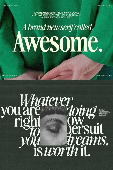 Say hello to Awesome Serif :) A dreamy multi-weight , multi height type family - In both Regular and Italic styles - 30 fonts in total. Two handy variable fonts are included if you have software that can read variable fonts. #ad Clean Serif Fonts, Serif Website Design, Fun Serif Fonts, Cool Serif Fonts, Typography Serif Font, Clean Sans Serif Font, Bold Sans Serif Fonts, Modern Serif Typography, Best Font For Logo Design