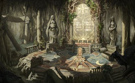 Temple Ruins, Rpg Map, Location Inspiration, Throne Room, Landscape Concept, Fantasy Castle, Fantasy City, Fantasy Places, Fantasy Setting