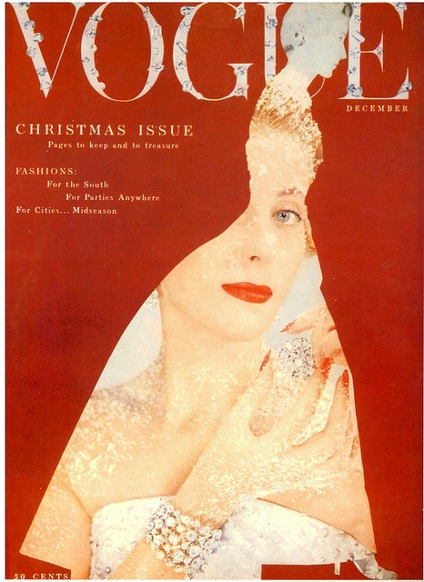 Vogue-December 1953 Cover:Designer by Cecil Beaton.For beautiful wedding dresses go to www.emmahunt.co.uk Vintage Vogue Covers, Fashion Magazine Design, Vogue Vintage, Vogue Magazine Covers, Vogue Archive, Christmas Cover, Cecil Beaton, Fashion Magazine Cover, Fashion Cover