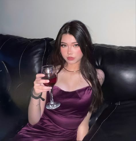 #ideas #dress #satindress #purple #outfit #ootd #fashion #aesthetic #tumblr #asian #photography #photooftheday#cute Makeup With Purple Dress, Makeup With Purple, Purple Dress Aesthetic, Shein Aesthetic, Purple Dress Outfits, Aesthetic Wine, Purple Dresses Formal, Purple Makeup Looks, Purple Satin Dress