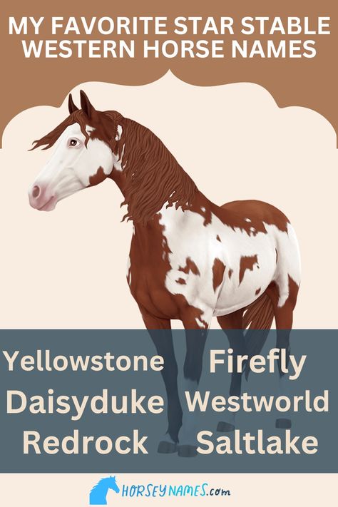 100+ Star Stable Western Horse Names with Generator Star Stable Horse Names, Western Horse Names, Funny Horse Names, Brindle Horse, Blue Roan Horse, Aesthetic Horse, Irish Horse, Standardbred Horse, Star Stable Horses