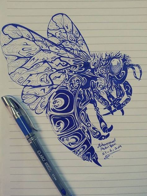 Wasp.. Tattoo Butterfly, 8bit Art, Butterfly Effect, Insect Art, Bee Art, Arte Sketchbook, A Pen, Book Art Drawings, Cool Art Drawings