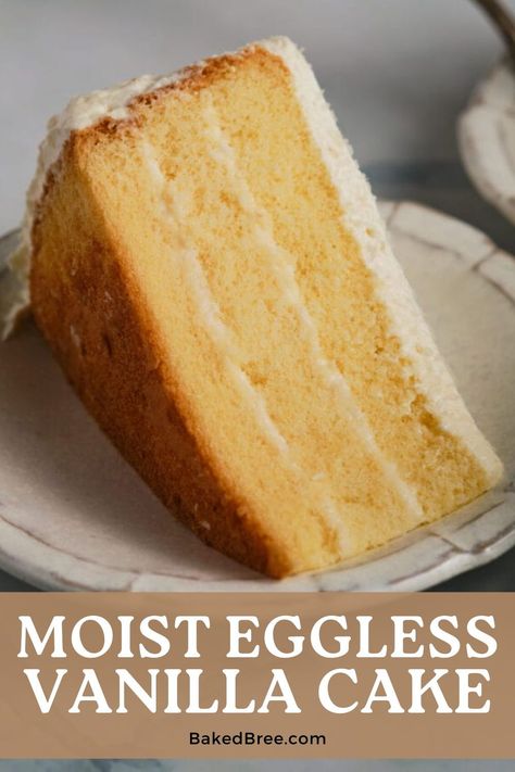 No eggs? No problem! Learn to bake a deliciously moist and fluffy eggless cake effortlessly. Recipe for success! No Egg Vanilla Cake, Vanilla Cake No Eggs, No Eggs Cake Recipe, Moist Eggless Vanilla Cake, Dessert Recipes Easy No Eggs, Vanilla Cake Without Eggs, Clean Cake Recipes, Best Eggless Cake Recipe, 1 Egg Cake Recipe