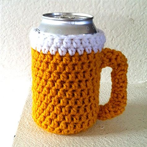 Crochet Beer Cozy, Crochet Beer, Free Form Crochet, Beer Cozy, Crochet Mug Cozy, Drink Cozies, Bottle Cozies, Crochet Cup Cozy, Sweater Handmade