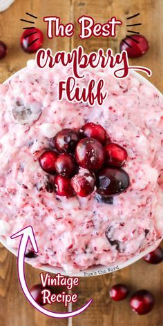 Cranberry Salad With Marshmallows, Cranberry Fluff Recipe, Cranberry Ideas, Dessert Fluff, Cranberry Fluff Salad, Fresh Cranberry Salad, Jello Fluff, Christmas Fruit Salad, Fresh Cranberry Recipes