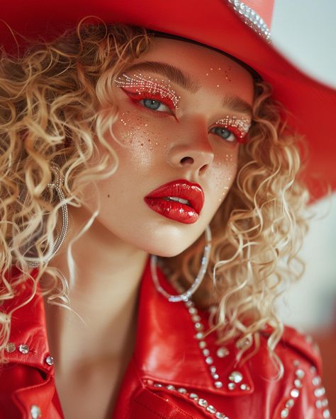 Disco Cowgirl Makeup Ideas, Cowboy Makeup Ideas, Space Cowboy Makeup, Cowboy Makeup, Texas Makeup, She Glam, Cowboy Couture, Country Makeup, Cowgirl Makeup