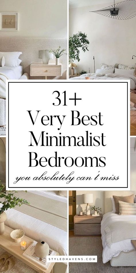 Searching for chic minimalist bedroom ideas for 2024? *These* are our absolutely fav modern bedroom design ideas - hand-picked to inspire you!! Whether you're looking for cozy bedroom design, or , these stylish ideas are sure to inspire you. (SAVE this to your BEDROOM STYLE or bedroom inspo board for later!) 10 X 11 Bedroom Layout Ideas, Small Bedroom Ideas Minimalist, Minimalist Bedroom Cozy, Minimalist Bedrooms, Scandi Bedroom, Minimalist Bedroom Ideas, Cozy Bedroom Design, Modern Style Bedroom, Earthy Bedroom