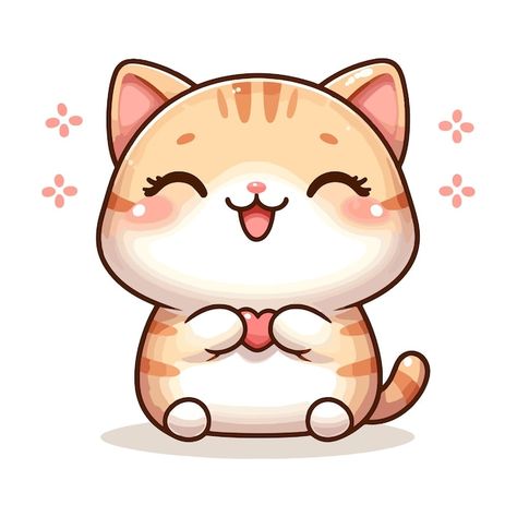 Vector cute little happy cat cartoon vec... | Premium Vector #Freepik #vector Happy Cute Cat, Cute Printable Stickers, Banner Web Design, Cute Cat Cartoon, Party Balloons Diy, Gatto Carino, Banner Web, Cute Easy Doodles, Procreate Ipad Art