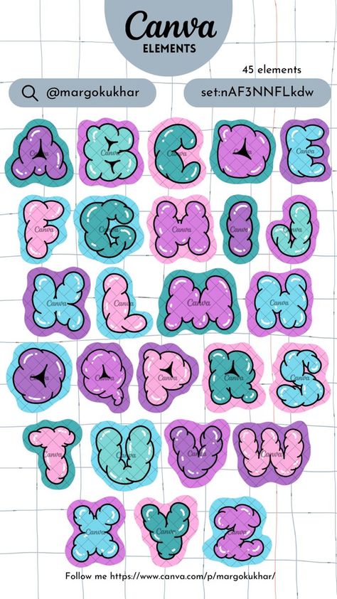 Y2K Alphabet, numbers and symbols. Bubble bal Y2k Numbers, Y2k Alphabet, Bubbly Fonts, Canva Letters, Bubble Alphabet, Balloon Letters, Fonts Handwriting Alphabet, Bubble Font, Canva Font