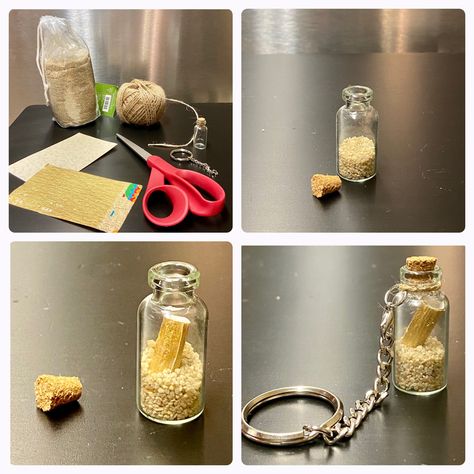 Bottle Keychain Diy, Glass Bottle Keychain, Message Bottle, Bottle Keychain, Starbucks Drinks Diy, Starbucks Diy, Mini Glass Bottles, Mini Bottle, Quick Diy