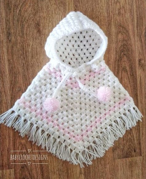 Vestidos Bebe Crochet, Poncho With Hood, Crochet Baby Poncho, Baby Poncho, Crochet Poncho Free Pattern, Poncho Crochet, Crochet Poncho Patterns, Needle Felting Kits, Poncho Pattern