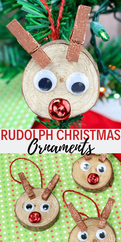 Rudolph Christmas Ornaments | DINE DREAM DISCOVER Preschool Christmas Ornaments To Make, Christmas Ornaments Homemade Diy Kids, Homemade Christmas Ornaments For Kids, Rudolph Ornaments, Reindeer Crafts, Toddler Ornaments, Christmas Ornaments For Kids, Christmas Crafts For Toddlers, Rudolph Christmas