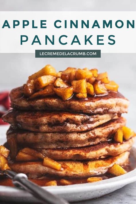 Pancakes Apple Cinnamon, Apple Cinnamon Pancakes Healthy, Apple Cinnamon Pancake Recipe, Apple Crisp Pancakes, Pancakes With Apple Topping, Cinnamon Apple Pancake Topping, Apple Crumble Pancakes, Apple Cinnamon Topping For Pancakes, Pancakes With Apples