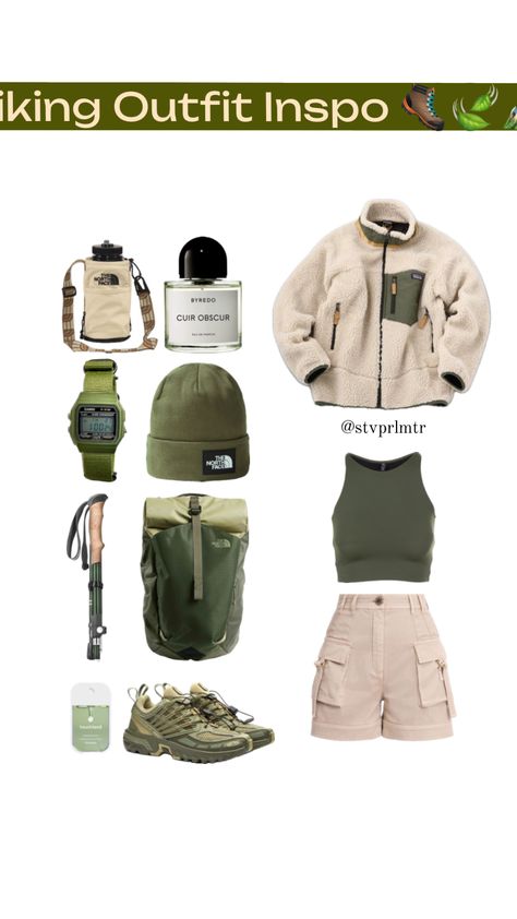 Experience the nature #hiking #hikingaesthetic #green #outfitcheck #popular #girlie #outfitideas #preppy #outfit #outfitaesthetic #outfitinspo Outfit Shuffles, Dressy Casual Outfits, Nature Hiking, Hiking Aesthetic, Camping Outfits, Camping Essentials, Preppy Outfit, Fish Camp, Hiking Outfit