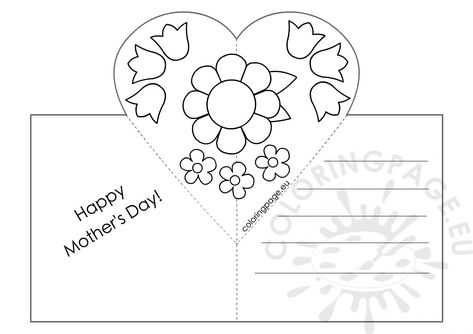 Mothers Day Card Ideas For Kids, Pop Out Heart Card, Heart Card Template, Pop Up Mothers Day Card, Mothers Day Coloring Cards, Heart Pop Up Card, Mothers Day Card Template, Pop Up Card Templates, Butterfly Coloring