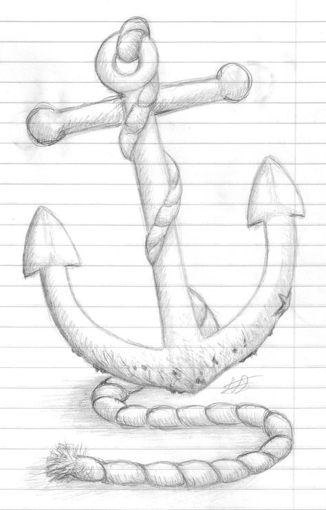 How To Draw An Anchor, Anchor Drawing, Anchor Drawings, Pencil Sketches Easy, Wave Drawing, Tumblr Drawings, Mermaid Drawings, Drawing Tutorial Easy, Easy Drawings Sketches