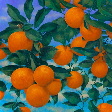 Valencia II by Jennifer Bellinger Orange Cool Aesthetic, Oranges Painting, Orange Painting, 강아지 그림, Orange Aesthetic, Picture Collage Wall, Melbourne Victoria, Orange Tree, Arte Inspo