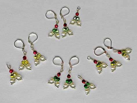 Diy Christmas Earrings, Bead Tree, Weaving For Kids, Detailed Illustration, Beaded Christmas Ornaments, Diy Bracelets Patterns, Christmas Card Crafts, Beading Tutorial, Wire Work Jewelry