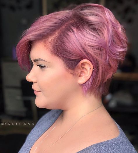 P I N K S Turned the lovely miss @_caraboo__ from her platinum pixie to this beautiful dimensional pink with a smokey purple root she… Pink Undercut Pixie, Pink Pixie Cut, Silver Hair Short, Purple Pixie Cut, Pink Hair Short, Purple Grey Hair, Pink Bob, Pink Purple Hair, Gray Hairstyles