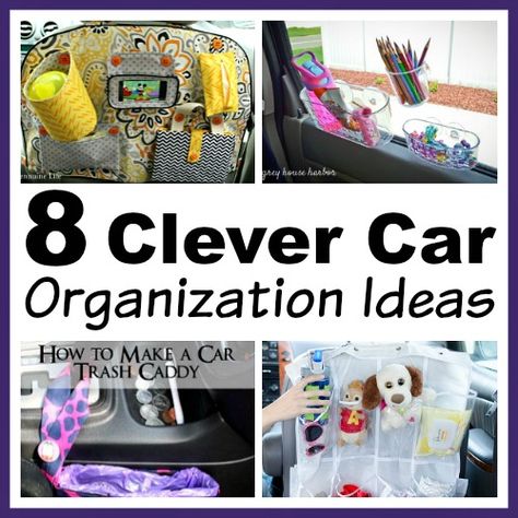 You don't need to buy any fancy organizers to keep your car neat! Here are 8 clever (and inexpensive) car organization ideas! Car Organization Ideas, Car Organization Diy, Fun Diy Craft Projects, Small Storage Basket, Car Diy, Car Seat Organizer, Car Organization, Closet Organization Diy, Dollar Store Organizing