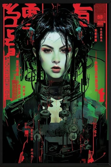 Eco Cyberpunk, Cyberpunk Cosplay Female, Cyberpunk Style Character Art, Cyberpunk Artstyle, Nature Cyberpunk, Cyberpunk Art Illustration, Cyberpunk Art Girl, Cyberpunk Geisha, Cyberpunk Painting