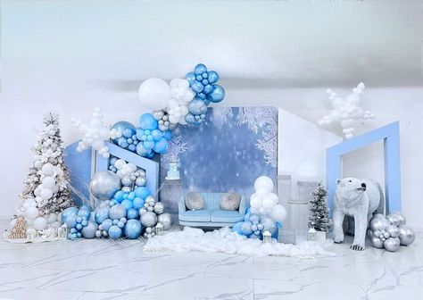 Winter Wonderland Party Backdrop, Winter Wonderland Balloon Backdrop, Winter Balloon Decorations, Winter Wonderland Balloon Decorations, Winter Wonderland Backdrop Ideas, Winter Wonderland Baby Shower Ideas Boy, Winter Wonderland Balloon Arch, Winter Wonderland Balloons, Frozen Balloon Decorations