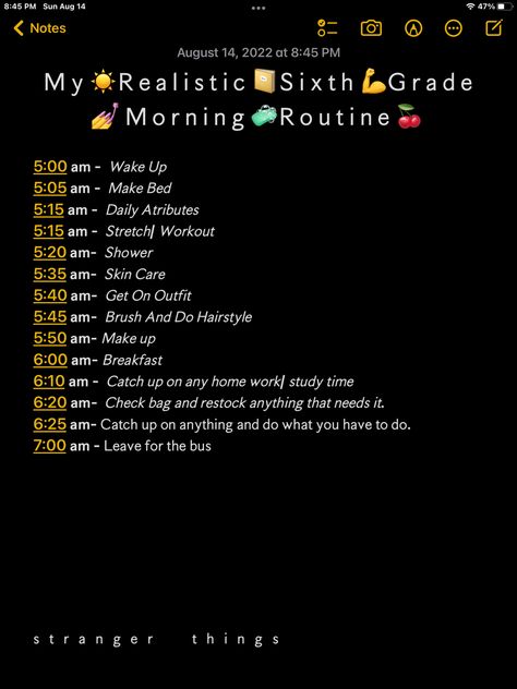 5th Grade Routines, 6th Grade Routines, Grade 6 Tips, 5th Grade Morning Routine, Sixth Grade Tips, 7th Grade Morning Routine, 6th Grade Morning Routine, Student Morning Routine, Back To School 6th Grade