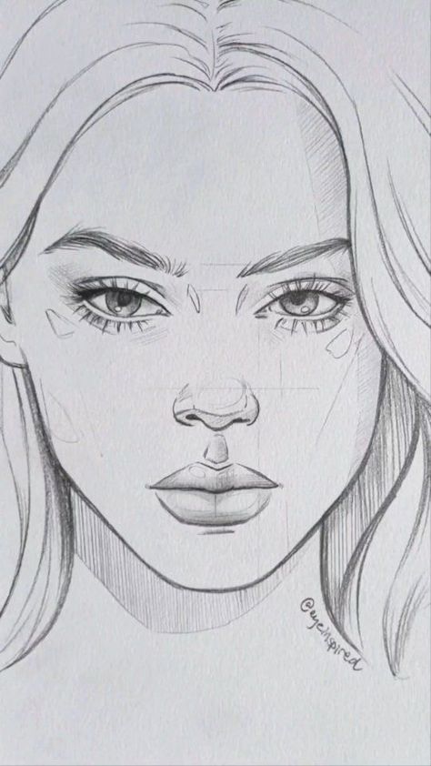 Drawings To Trace Over, Human Portrait Sketch, Face Outline Drawing Sketch, Female Face Reference Drawing, Face Drawings Sketches, Portrait Sketches Pencil Faces, Illustration Face Drawing, Sketch Of Face, Drawing Human Face