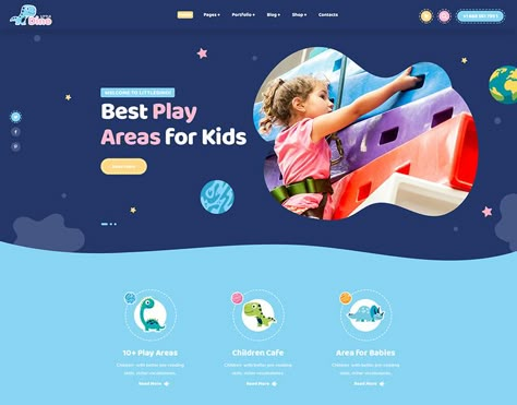 Web Design for Modern Kids WordPress Theme Kindergarten Website Design Inspiration, Kids Website Design Inspiration, School Website Design Inspiration, Baby Website Design, Hero Web Design, Kids Website Design, Kindergarten Website, Kids Websites, School Website Design