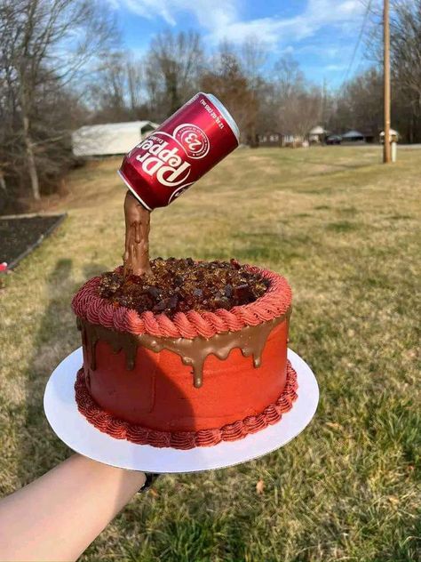 Pepper Cake Design, Dr Pepper Birthday, Dr Pepper Cake, Recipe Folder, Sweet Sixteen Birthday Party Ideas, Funny Birthday Cakes, Easy Snack Recipes, Cool Birthday Cakes, Dr Pepper