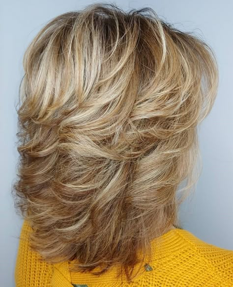 Feathered Shoulder-Length Shag Medium Shaggy Hairstyles, Feathered Layers, Medium Shag, Modern Shag Haircut, Medium Shag Haircuts, Layered Haircuts For Medium Hair, Medium Layered Haircuts, Shaggy Haircuts, Medium Layered Hair