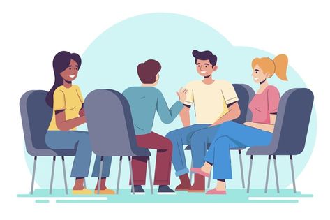 Group therapy illustration concept | Free Vector #Freepik #freevector Online Psychologist, Vector Illustration People, Group Interview, Materi Bahasa Inggris, Desain Editorial, Focus Group, Online Therapy, Social Media Marketing Agency, Group Therapy