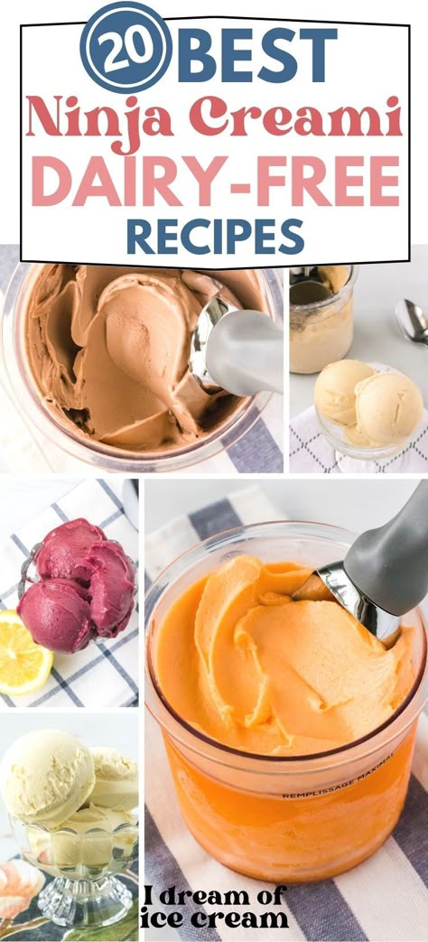 Strawberry Sorbet Recipe, Ninja Creami Recipes, Non Dairy Ice Cream, Ninja Ice Cream Recipe, Protein Ice Cream Recipe, Vegan Ice Cream Recipe, Healthy Ice Cream Recipes, Creami Recipes, Dairy Free Treats