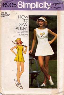 Tennis Halloween Costume, Tennis Dress Pattern, Womens Tennis Dress, 1970 Fashion, Simplicity Patterns Vintage, 1970s Sewing Patterns, Vintage Tennis, Dress Making Patterns, Tennis Fashion