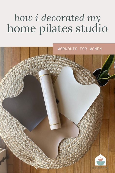 Ever since I became a Certified Classical Pilates Instructor, I wanted a studio in my home, not just to be able to workout any time of the day, but to be able to teach and share a space privately with client. I'm so excited to share how I decorated my amazing home pilates gym! Click to see more! Pilates Home Studio Gym Design, Home Gym Women Decor, Home Pilates Studio Ideas, Pilates Space At Home, Home Pilates Studio Aesthetic, Pilates Studio At Home, Home Pilates Studio Design, Pilates Room In Home, Pilates Room Ideas Home