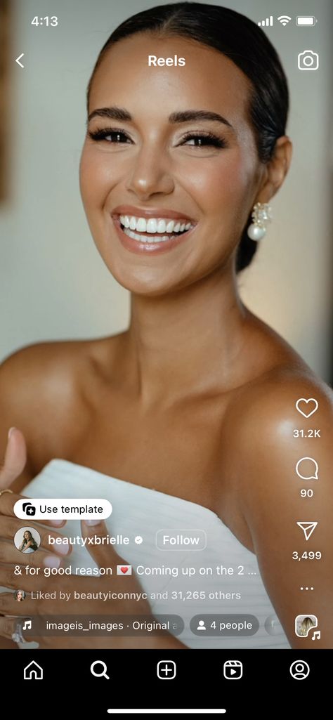 Wedding Clean Makeup, Bridal Makeup No Eyeshadow, Bronzed Natural Wedding Makeup, Natural Makeup Look For Bride, Wedding Day Natural Makeup, Bridal Makeup Dark Brown Eyes, Glowy Makeup Bridal, Bride Make Up Natural Wedding Day, Olivia Munn Makeup