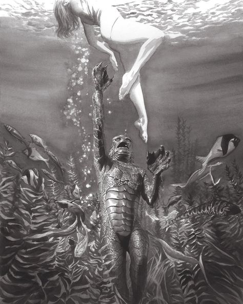 Alex Ross on Twitter: "#Sdcc #CreatureFromTheBlackLagoon Available booth 2415 #Universalmonsters @SD_Comic_Con @headgeek666 https://t.co/dGynOm6Abb" Universal Monsters Art, Classic Monster Movies, Creature From The Black Lagoon, The Black Lagoon, Arte Alien, Alex Ross, Horror Monsters, Famous Monsters, Horror Movie Art