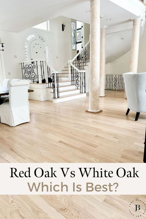 red oak vs white oak flooring White Oak Floors Living Room, Oak Floor Living Room, Oak Floor Stains, Easy Flooring, Hardwood Flooring Ideas, Oak Hardwood Floors, Outdoor Interior Design, Red Oak Stain, White Oak Flooring