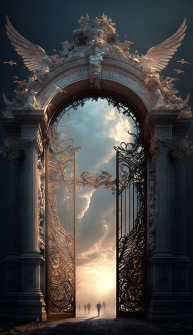 Open Door Aesthetic, Doors Of Jannah, Heaven Gates, Jannah Paradise, Ramadan Kareem Pictures, Stair Gate, Heaven's Gate, Seven Heavens, Heaven Art