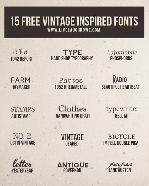 If you love free fonts, then you'll want to check out these 15 free vintage inspired fonts! Who doesn't love a vintage font? livelaughrowe.com Vintage Font Pairing, Free Vintage Fonts, Farm Font, Calligraphy Strokes, Practice Calligraphy, Font Love, Apple Ideas, Design Alphabet, Business Fonts