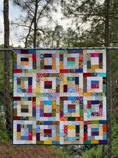 Potato Chip Quilt Finished | abyquilts Potato Chip Block, Potato Chip Quilt, Forest Quilt, American Patchwork And Quilting, Quilt Retreat, Scrappy Quilt Patterns, String Quilts, Scrap Quilt Patterns, Potato Chip