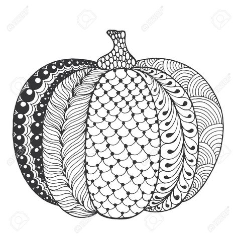 Zentangle Pumpkin, Zentangle Pumpkins, Pumpkin Zentangle, Halloween Zentangle, Zentangle Pictures, Stencil Letters, Illustration Traditional, Coloring Stuff, Fall Drawings