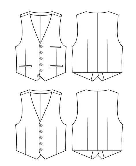 Belvedere-Technical-Illustrations Vest Flat Drawing, Men Technical Drawing, Vest Flat Sketch, Vest Sketch, Vest Sewing Pattern Free, Vest Drawing, Mens Vest Pattern, Technical Illustrations, Waistcoat Fashion