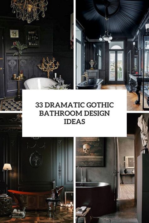 Gothic Bathroom Ideas, Witchy Bathroom, Goth Bathroom, Gothic Bathroom, Dark Bathroom Ideas, Gothic Mirror, Antique Brass Faucet, Western Gothic, Moody Colors